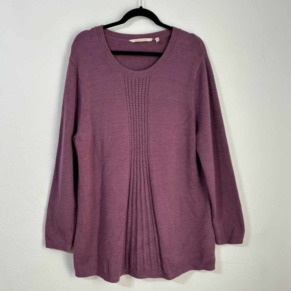 Soft Surroundings Sydney Tunic Sweater Purple Flared Hem Cabin Cozy Cottage Boho